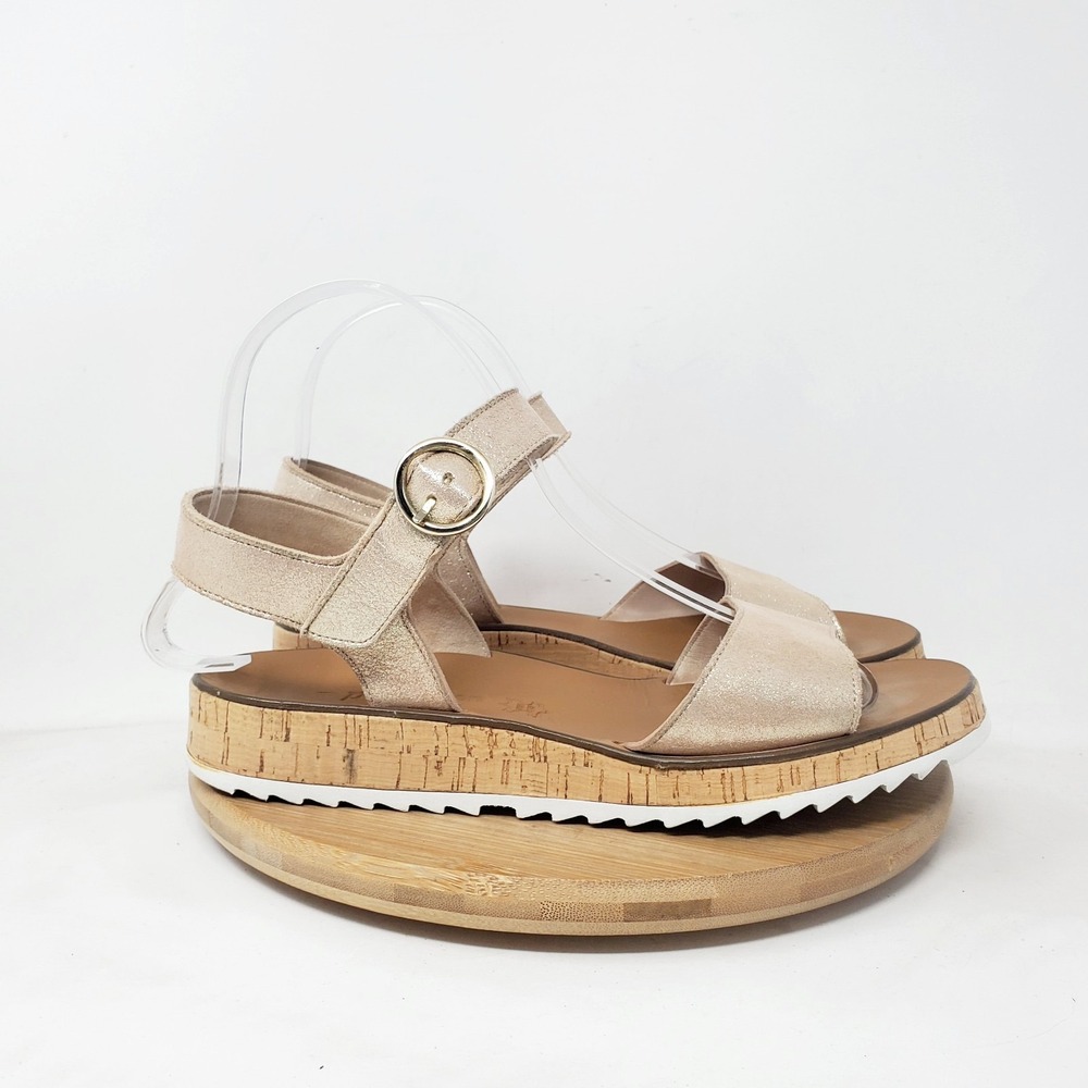 Paul Green Tippi Sandals Womens 7.5 Gold Metallic Glitter Comfort Sandals